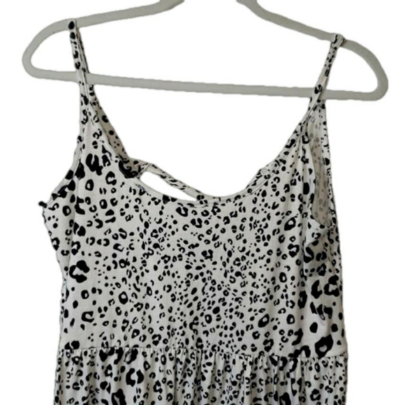 Animal Print MED Babydoll Tiered Mini Dress Back Cutout and Tie Medium Med M - Picture 4 of 10